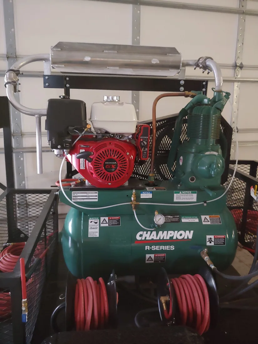 Actual Honda-powered Champion compressor assembly on The Mule